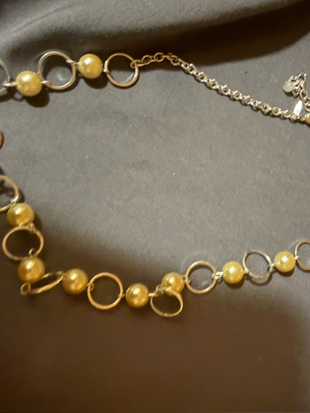 Gold Bead and Ring Link Women's Necklace